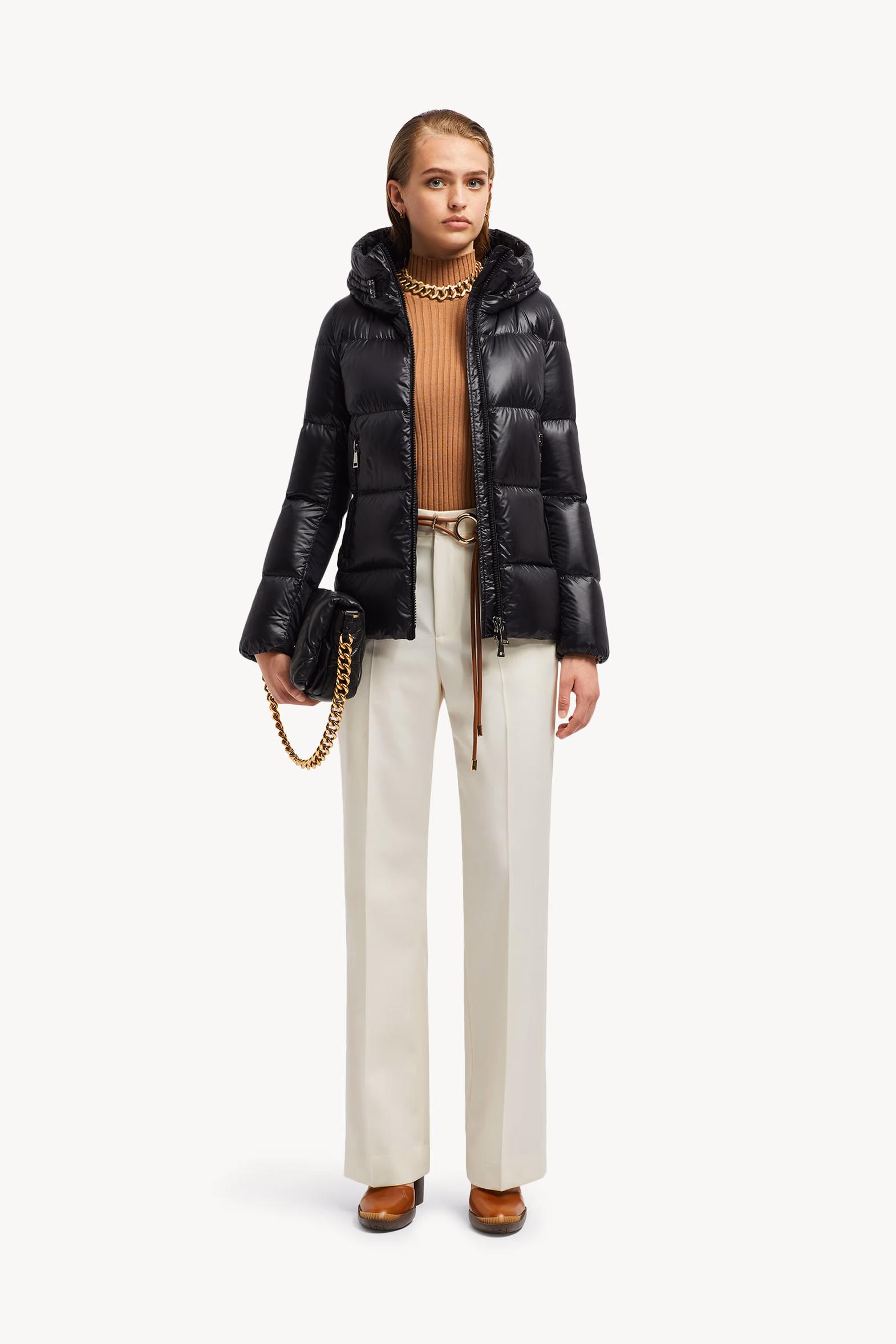 Plumífero corto con capucha Seritte Mujer Negro Moncler 0